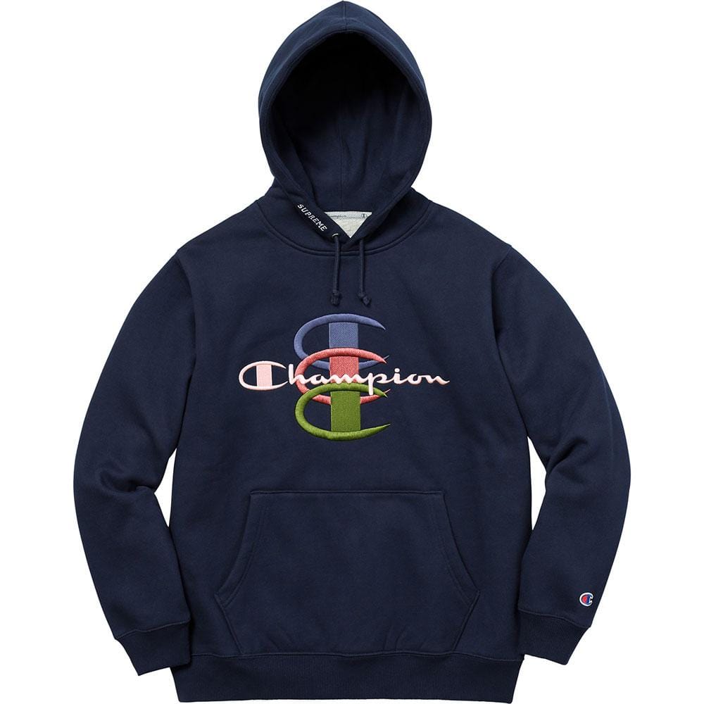 Supreme Champion Stacked C Hooded Sweatshirt Navy Kick Game