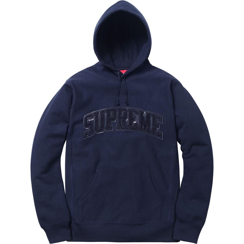 Supreme Patent-Chenille Arc Logo Hooded Sweatshirt Navy — Kick Game