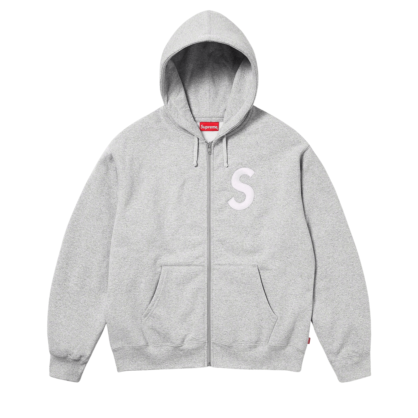 Supreme S Logo Zip Up Hooded Sweatshirt 'Heather Grey' — Kick 