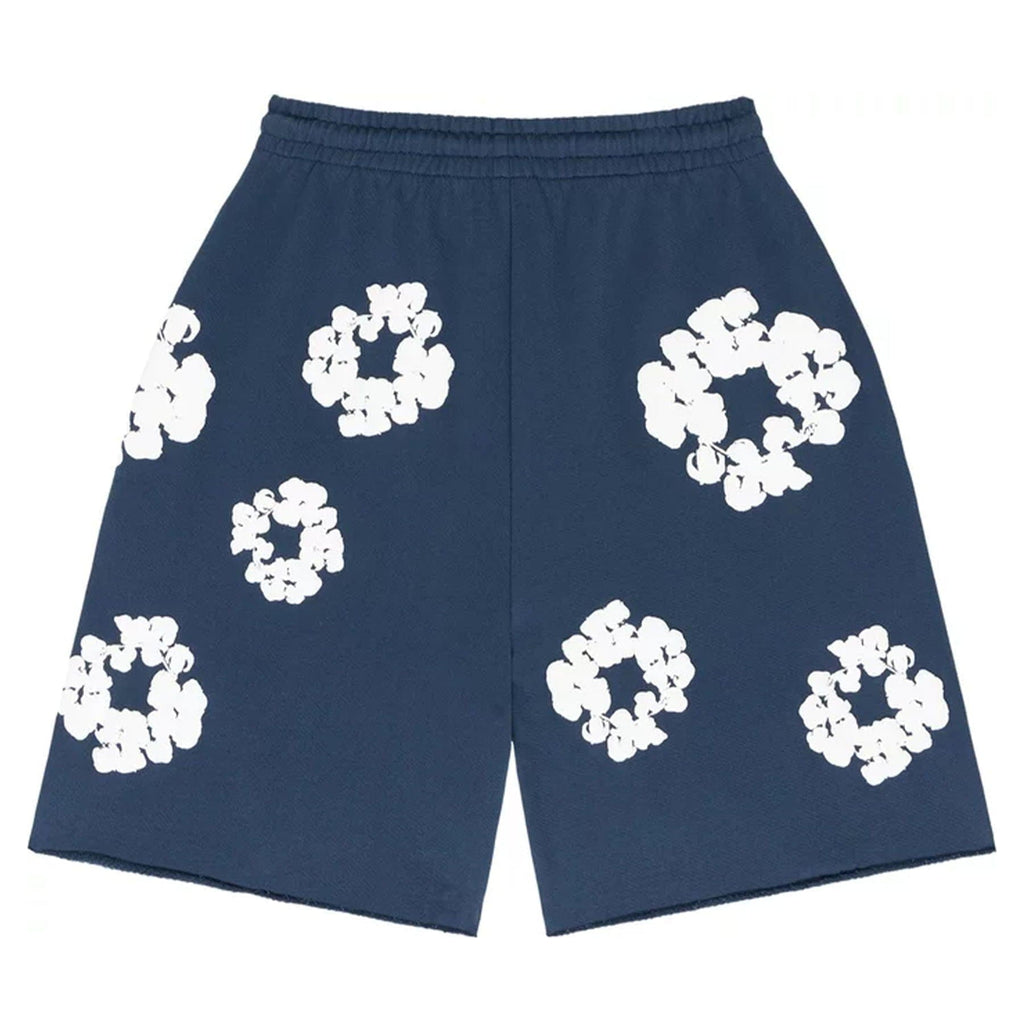 Denim Tears The Cotton Wreath Shorts 'Navy' - Kick Game