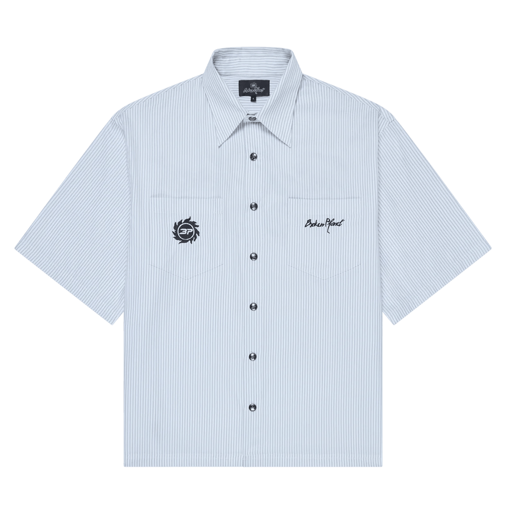 Broken Planet Market Button-Up Shirt 'White Grey' - Kick Game