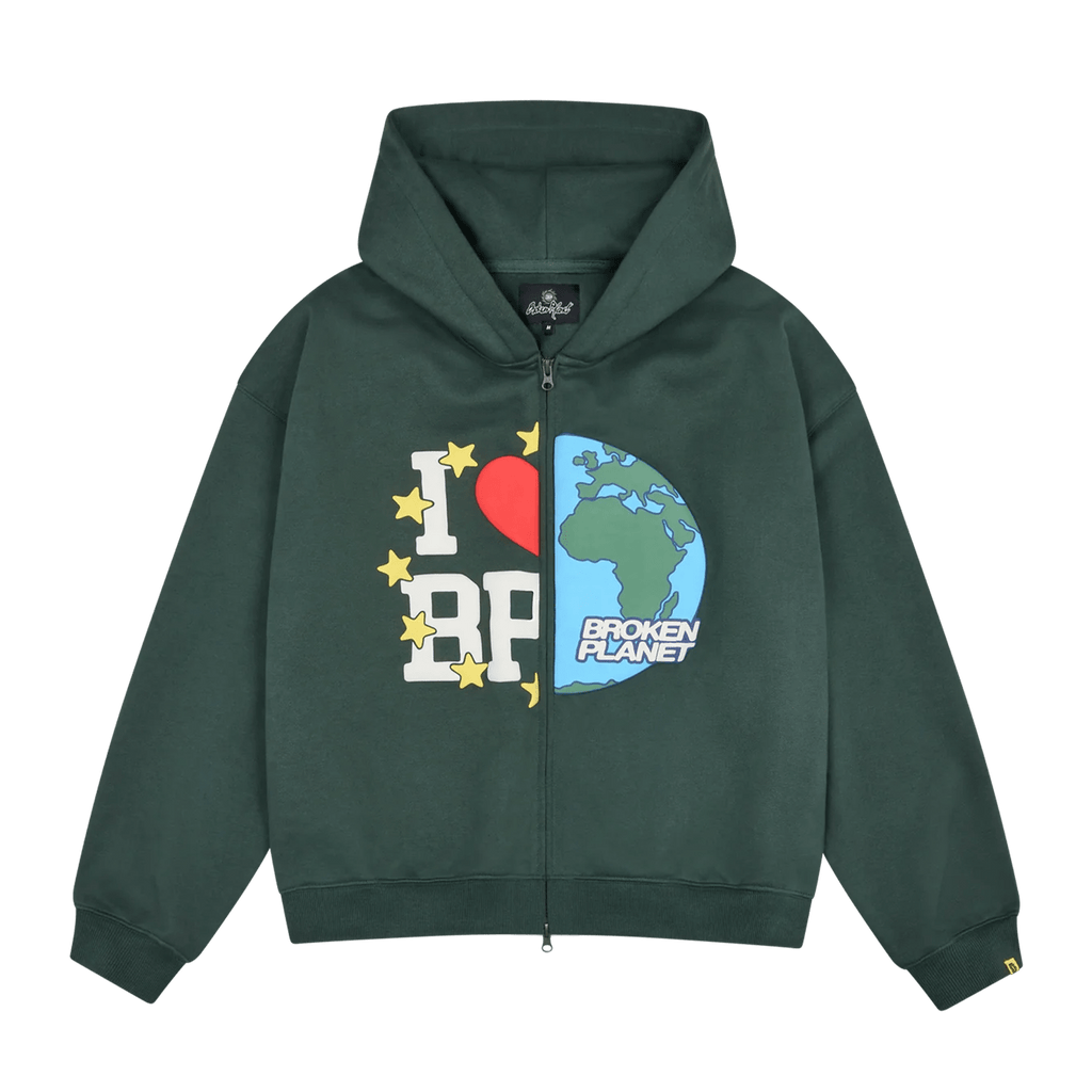 Broken Planet My Planet Zip Up Hoodie 'Emerald Green' - Kick Game