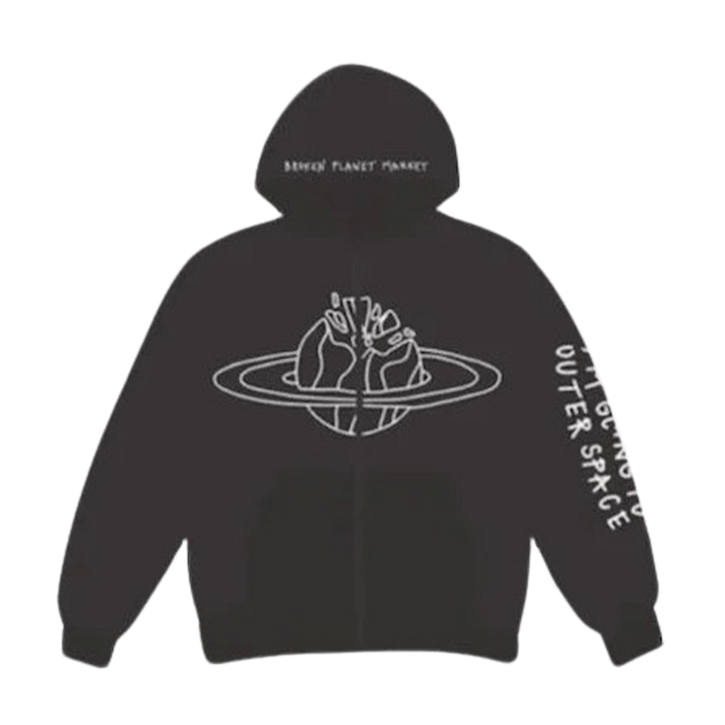 Broken Planet Market Zip Up Hoodie 'Out Of Space' - Black - Kick Game