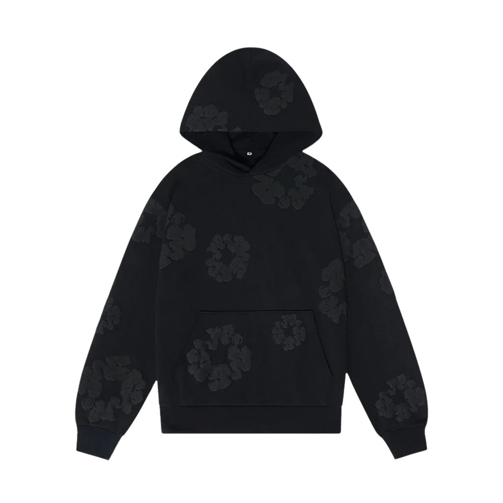 Denim Tears The Cotton Wreath Hooded Sweatshirt 'Black Monochrome' - Kick Game