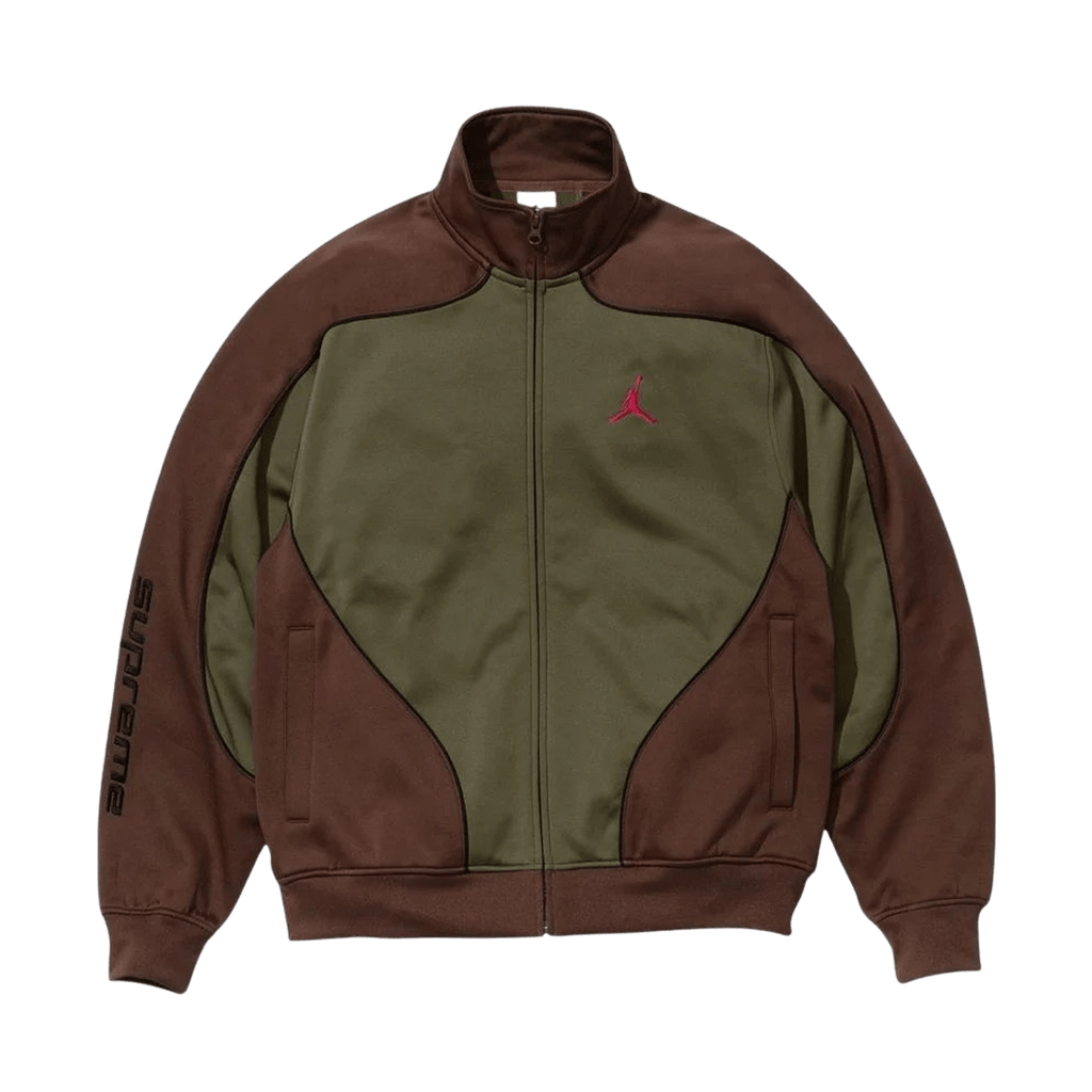 Supreme x Jordan Track Jacket Brown Olive Kick Game