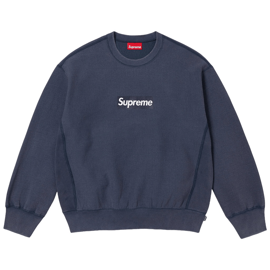 Supreme Washed Box Logo Crewneck 'Navy' (SS25) - Kick Game