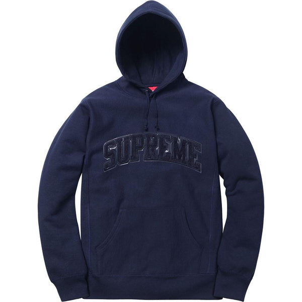 Supreme Patent Chenille Arc Logo Hooded Sweatshirt Navy Kick Game