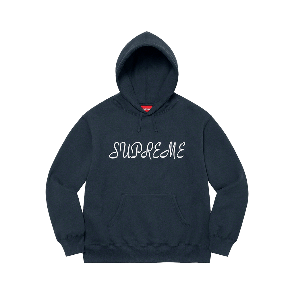 Supreme Script Hooded Sweatshirt 'Navy' - Kick Game