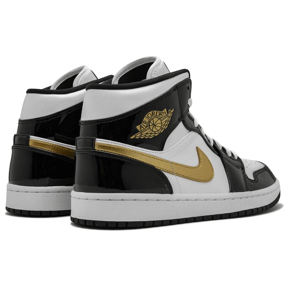 Air Jordan 1 Mid Patent Black Gold Kick Game