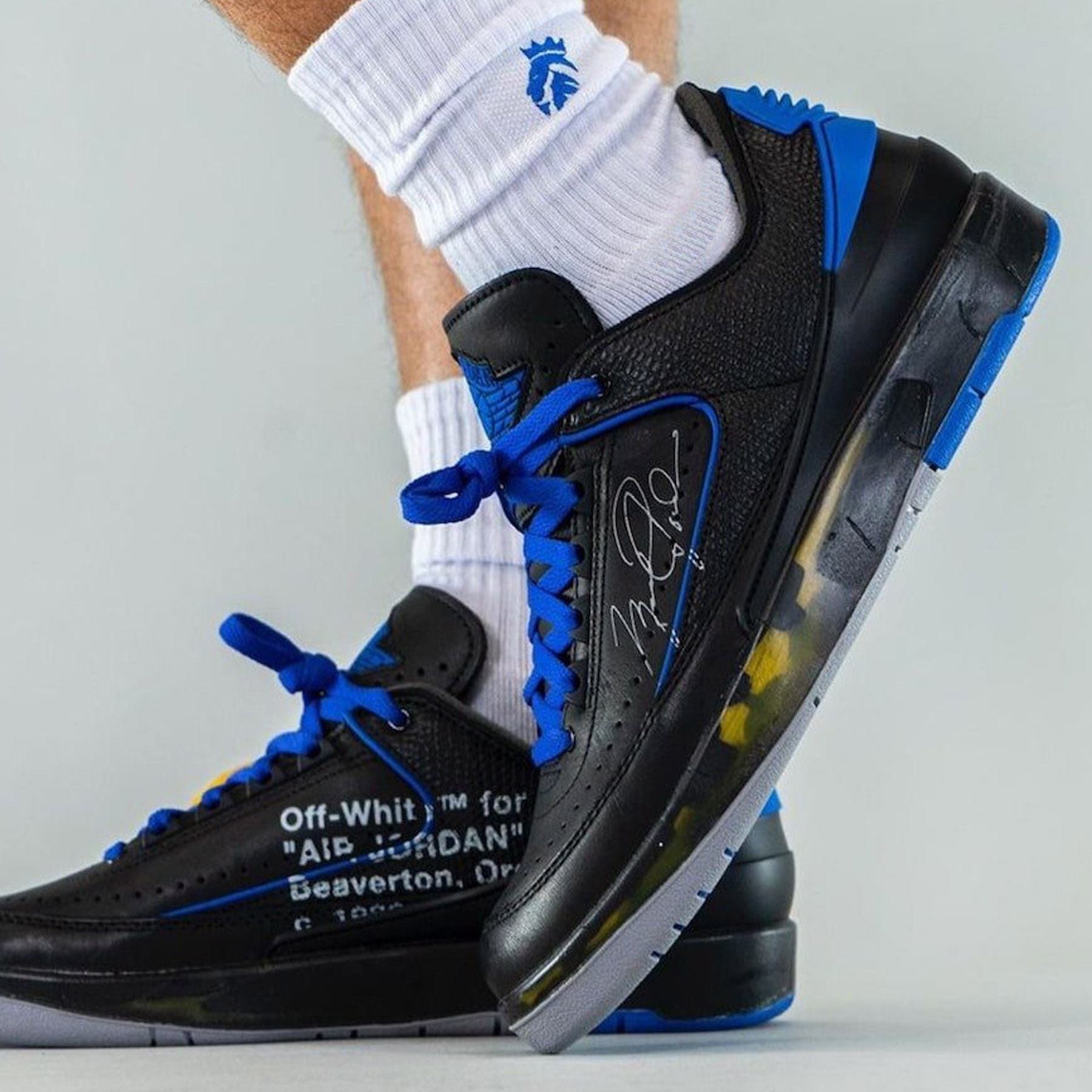 Off-White x Air Jordan 2 Retro Low SP 'Black Varsity Royal' — Kick 