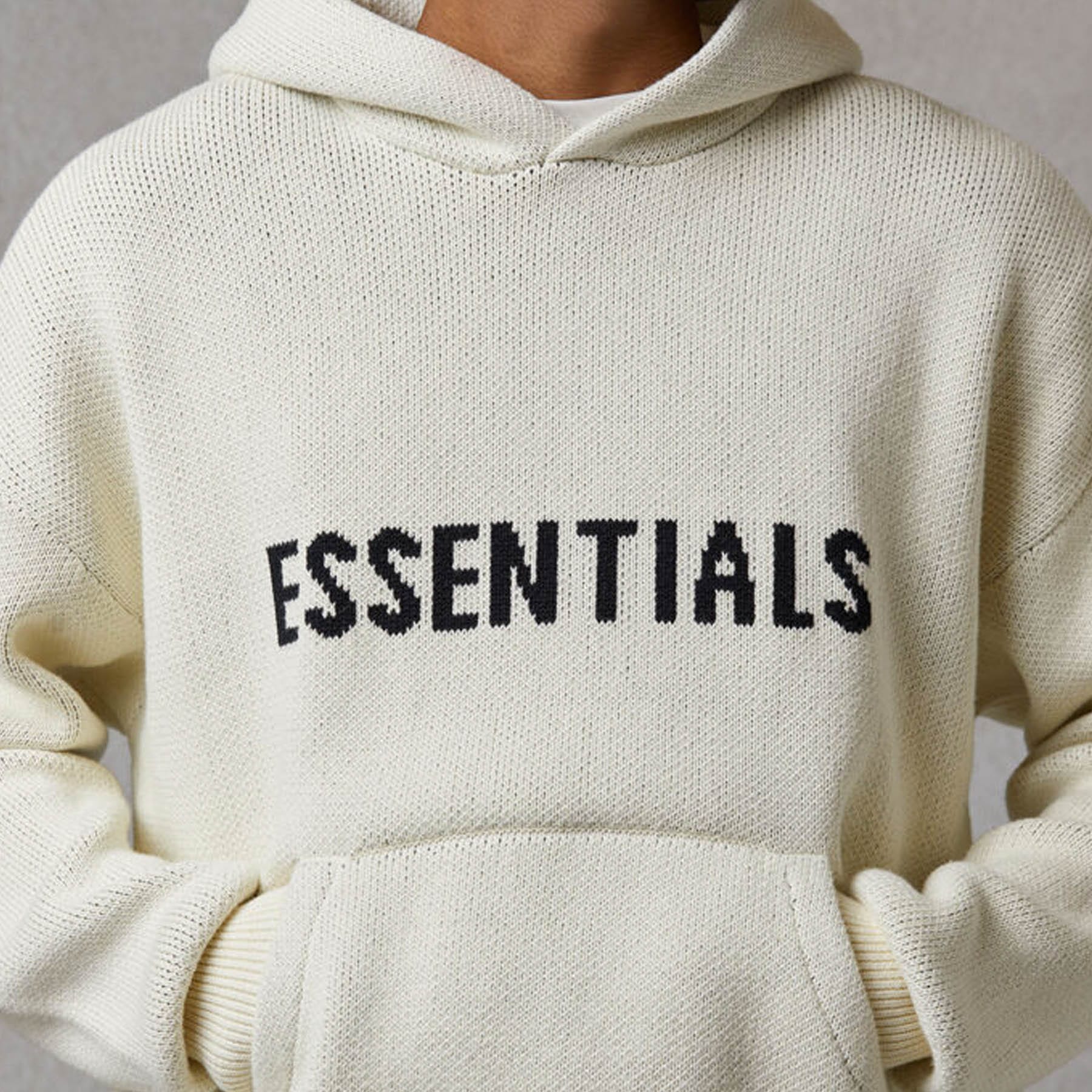 FEAR OF GOD ESSENTIALS Knit Hoodie Cream Kick Game