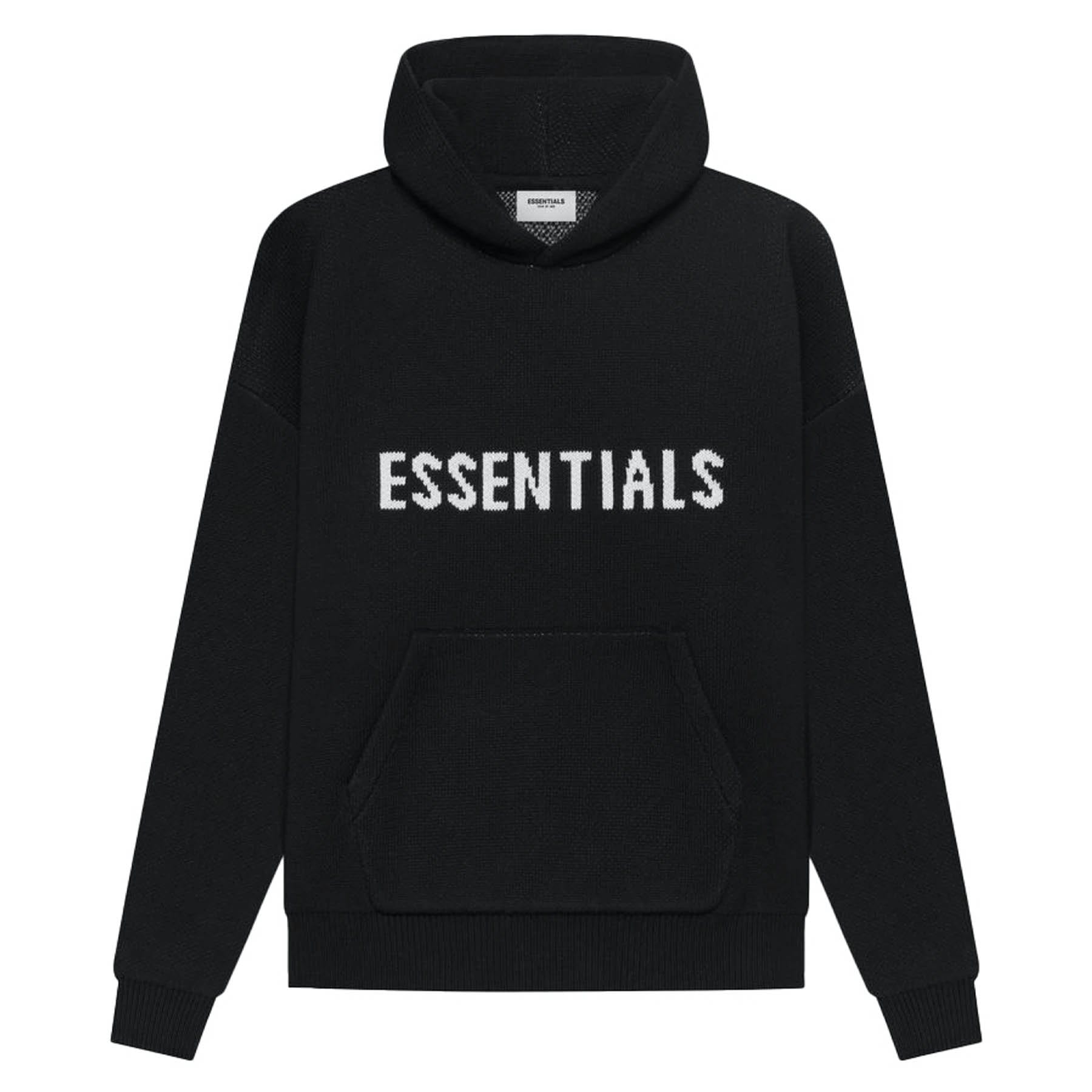 Fear of god essentials pullover hoodie blac sale