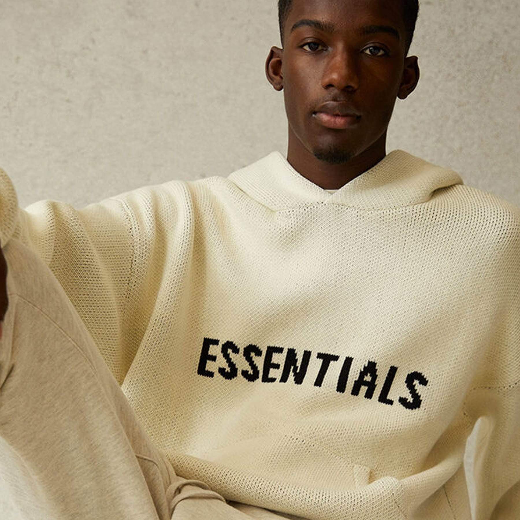 FEAR OF GOD ESSENTIALS Knit Pullover Hoodie Buttercream Kick Game