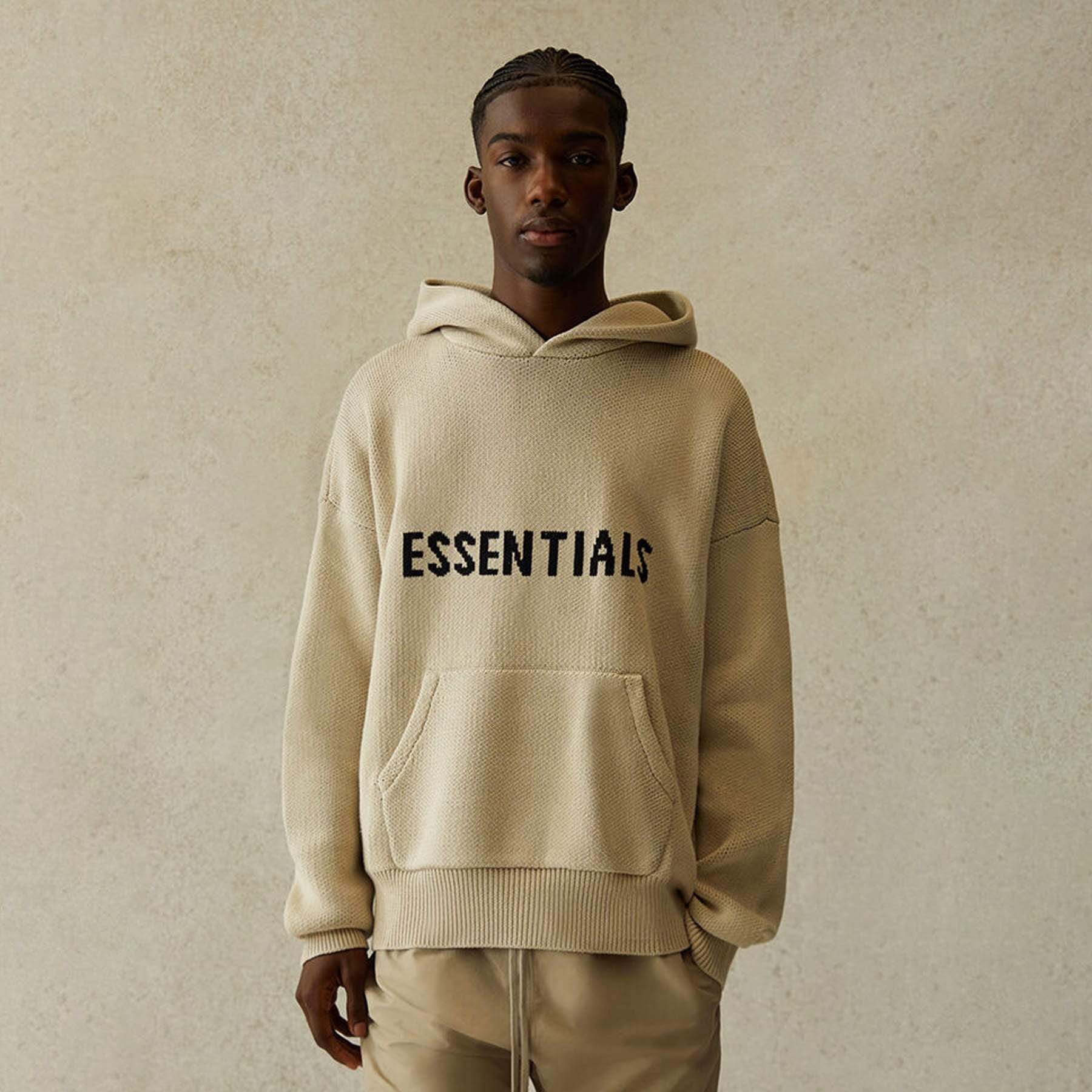 FEAR OF GOD ESSENTIALS Knit Pullover Hoodie Moss Kick Game