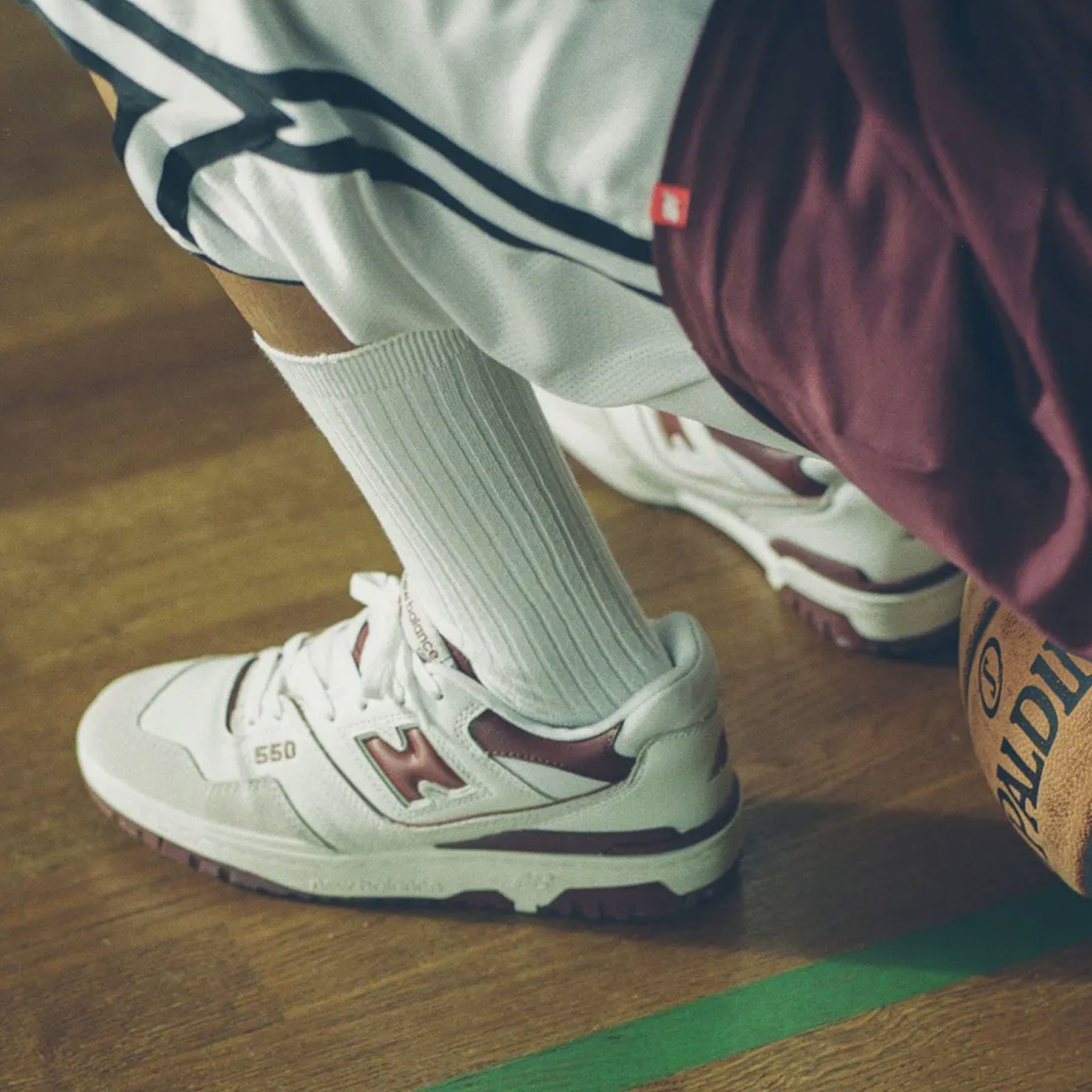 New Balance 550 Sea Salt Burgundy Kick Game