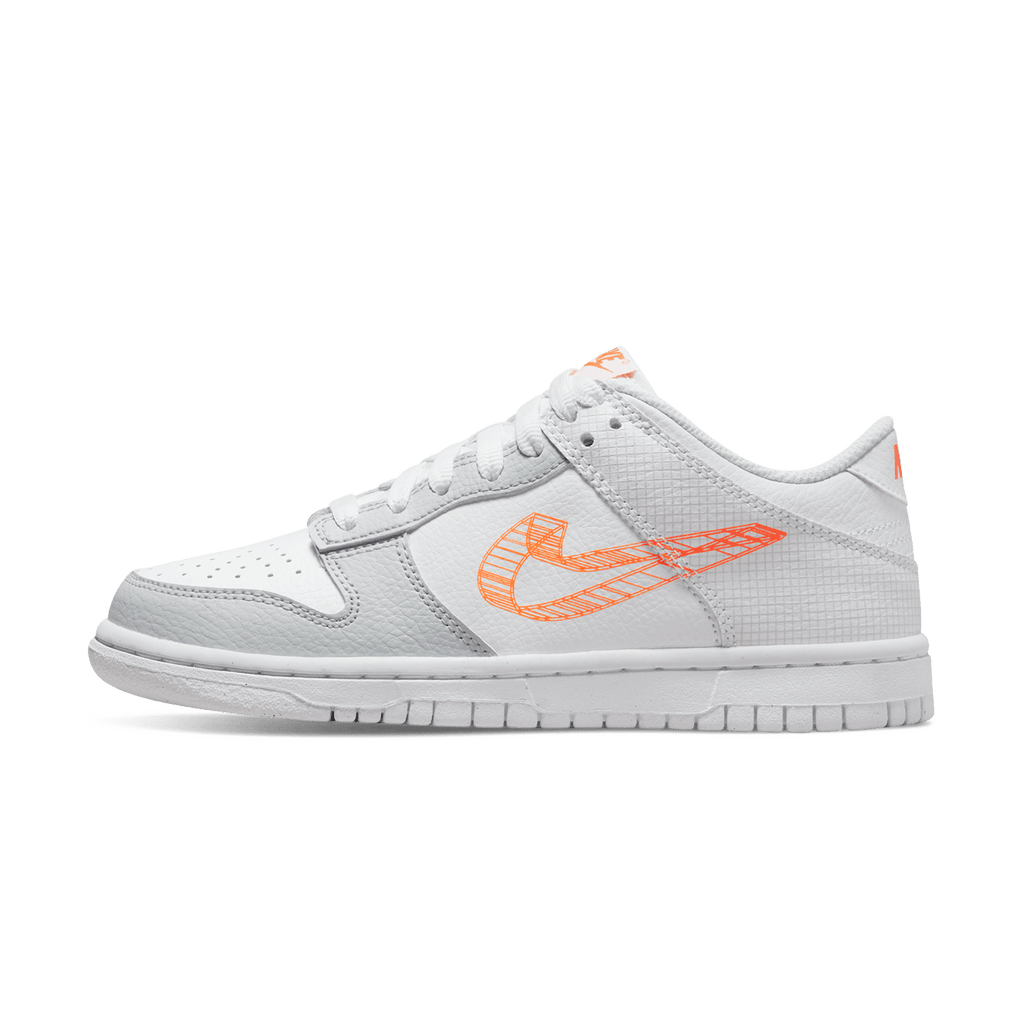 Nike Dunk Low GS 3D Swoosh White Grey Kick Game