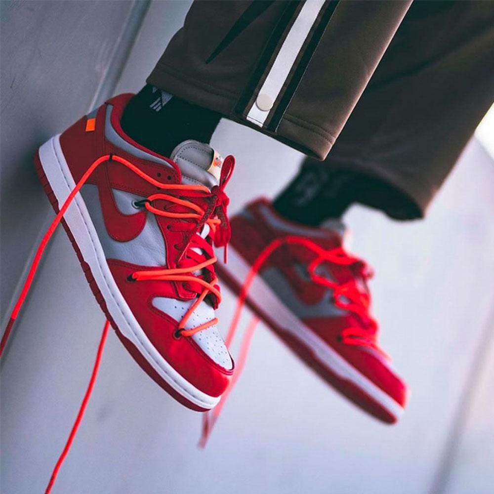 OFF WHITE x Nike Dunk Low University Red Kick Game