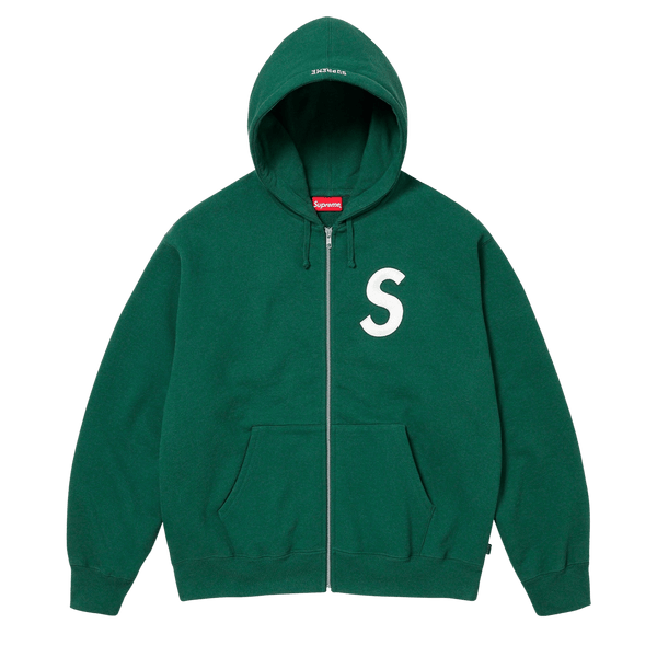 Supreme S Logo Zip Up Hooded Sweatshirt 'Dark Green' — Kick