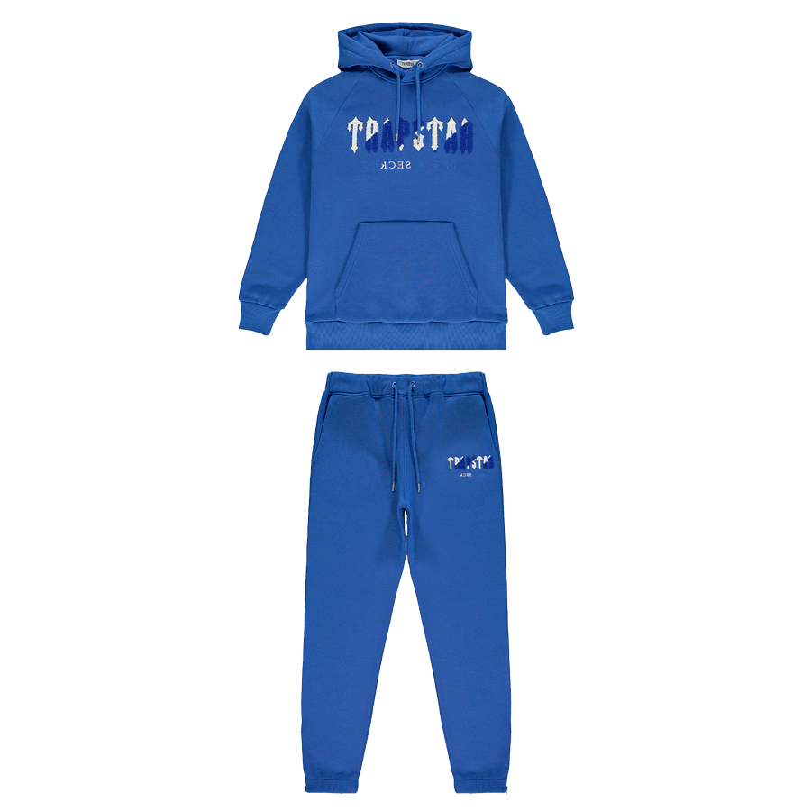 Trapstar Chenille Decoded Hooded Tracksuit - Dazzling Blue/White - Kick Game