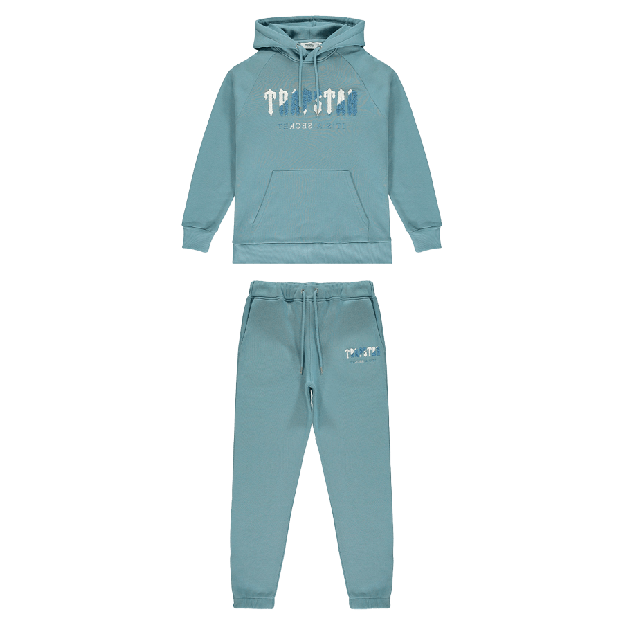 Trapstar Chenille Decoded Hooded Tracksuit - Citadel/White - Kick Game